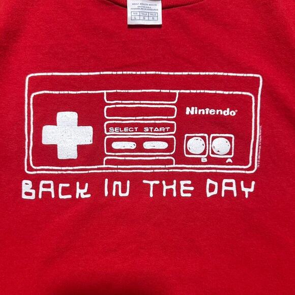 Vintage Y2K "Back In The Day" Nintendo Tee Mens Large Red White Funny Joke Shirt - Picture 2 of 6
